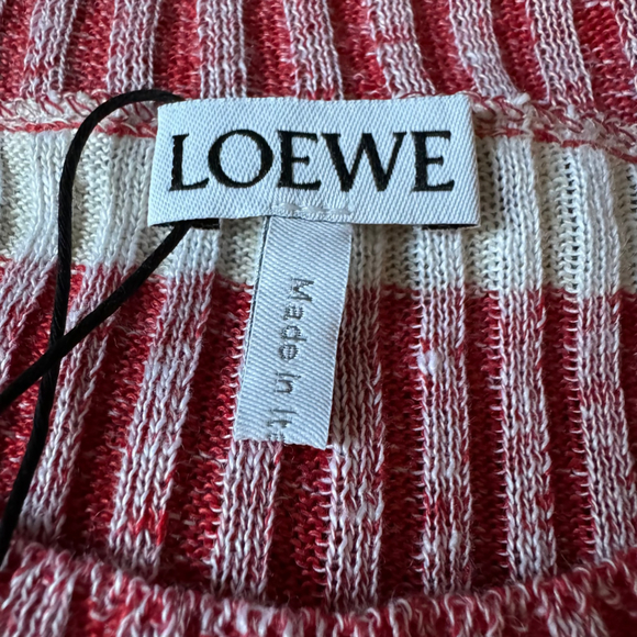 $1200 Loewe Red Cream Light Linen Sweater - Italy - Tagged XS Fits like M - READ - Picture 3 of 9